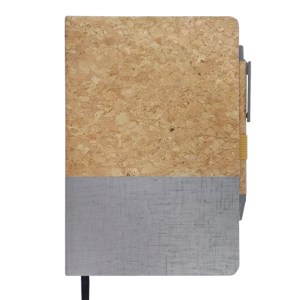 LIBRETA ECOLÓGICA ALCORNOQUE A2923 GRIS (Corcho, algodón y papel / Bolígrafo: corcho y fibra de trigo.)