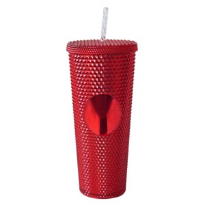 VASO DE PLÁSTICO DOBLE PARED TEXTURIZADO COCONUT A2927 ROJO (Plástico AS)