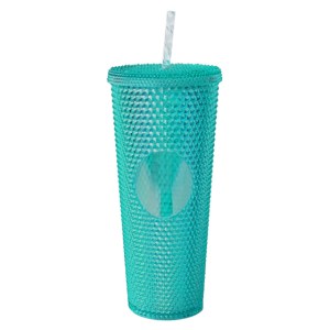 VASO DE PLÁSTICO DOBLE PARED TEXTURIZADO COCONUT A2927 TURQUESA (Plástico AS)