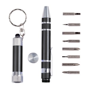 JUEGO DE DESARMADOR Y LAMPARA MACGYVER DES2064 NEGRO (Aluminio)
