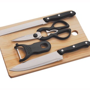 KIT DE COCINA 5PZS. JJ3045 CAFÉ (Madera / Acero Inoxidable / Plástico)