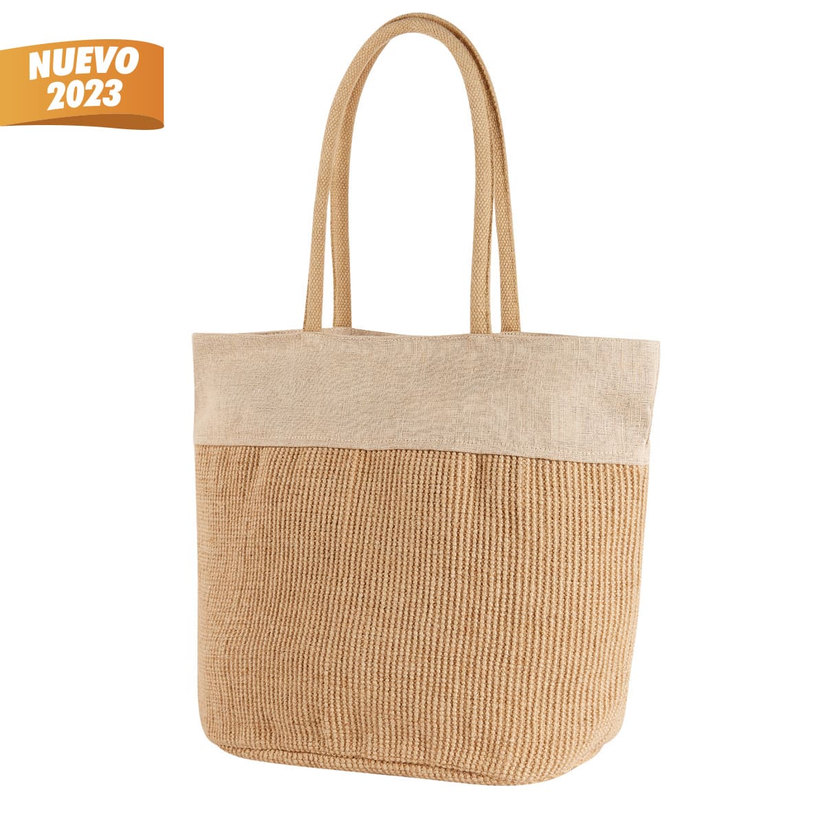 BOLSA BEIGE SIN 752 BE (YUTE / ALGODÓN)