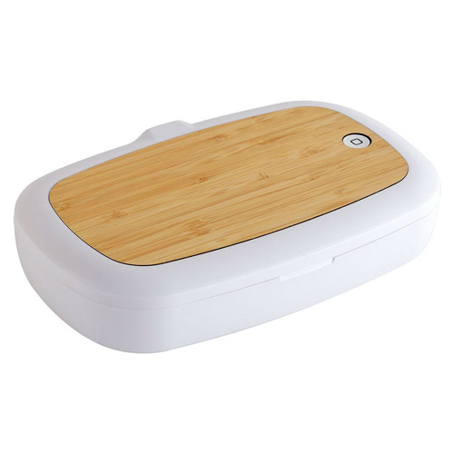 CAJA SANITIZADORA-CARGADOR NAGOY BLANCO SLD 057 B (PLÁSTICO / BAMBÚ)