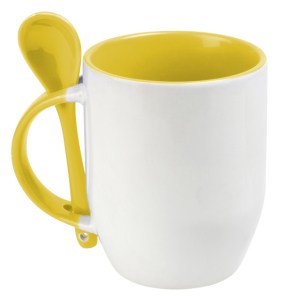 TAZA SUBLIMACION CON CUCHARA MAGGIE SUB4716 AMARILLO (Cerámica)