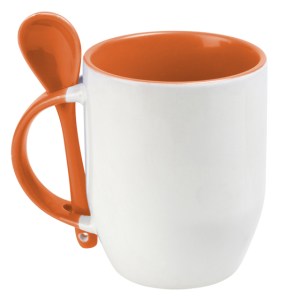 TAZA SUBLIMACION CON CUCHARA MAGGIE SUB4716 NARANJA (Cerámica)