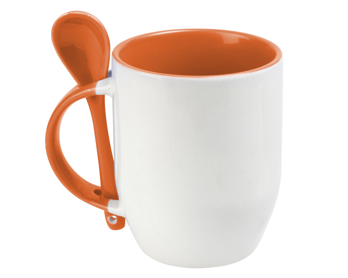 TAZA SUBLIMACION CON CUCHARA MAGGIE SUB4716 NARANJA (Cerámica)