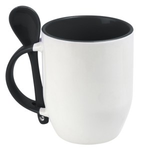 TAZA SUBLIMACION CON CUCHARA MAGGIE SUB4716 NEGRO (Cerámica)