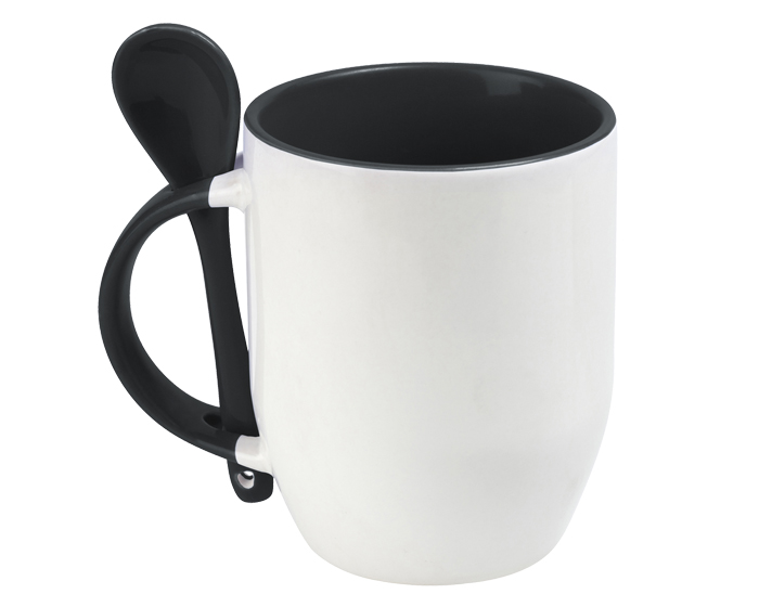 TAZA SUBLIMACION CON CUCHARA MAGGIE SUB4716 NEGRO (Cerámica)