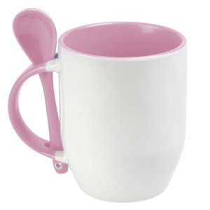 TAZA SUBLIMACION CON CUCHARA MAGGIE SUB4716 ROSA (Cerámica)