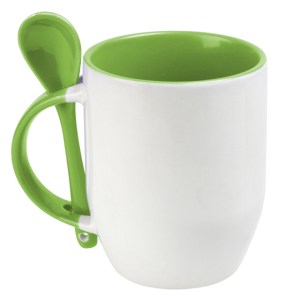 TAZA SUBLIMACION CON CUCHARA MAGGIE SUB4716 VERDE (Cerámica)