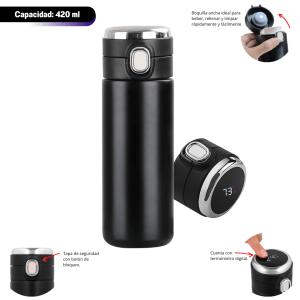 Termo Digital Yoga 420ML (TEC158-U) Negro