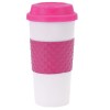 VASO TERMICO DOBLE PARED CINTA 420 ml. ONIX VTE1388 ROSA (Plástico PP / Silicón)