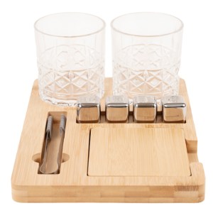 SET PARA WHISKY DE BAMBÚ, VIDRIO Y ACERO INOXIDABLE CHICAGO A3033 ÚNICO (Plástico)