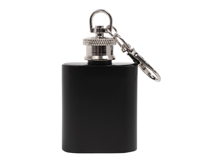 MINI LLAVERO EN FORMA DE LICORERA MEZCALITO A3069 NEGRO (Poliéster / Acero Inoxidable)