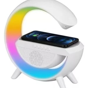 Bocina Bluetooth Cargador Inalámbrico 3 En 1 Con Luces RGB