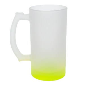 Tarro Cervecero Satinado Bicolor de Sublimacion 16 oz Chelado A2799 Amarillo (Vidrio / A2799.07 / articulos promocionales)