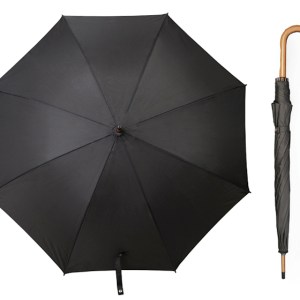 Paraguas Apertura Automatica con Mango de Madera Guinea A3130 Negro (Pongee / madera / A3130.02 / articulos promocionales)