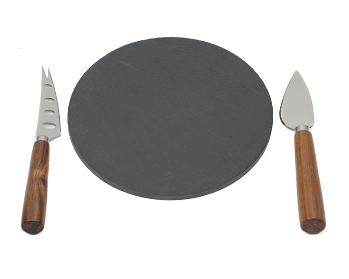 Set de Quesos Uxmal A3161 Cafe (Tabla: piedra // cuchillos: acero inoxidable / madera de acacia. / A3161.21 / articulos promocionales)