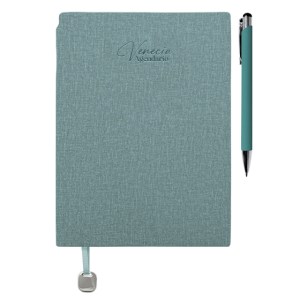 Agendario con Boligrafo Venecia A3167 Turquesa (Libreta: pu // boligrafo: aluminio // estuche: carton / A3167.41 / articulos promocionales)