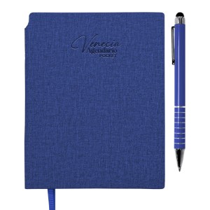 Agendario de Bolsillo con Boligrafo Venecia Pocket A3168 Azul (Libreta: pu // boligrafo: aluminio / A3168.09 / articulos promocionales)