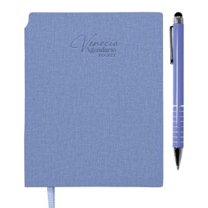 Agendario de Bolsillo con Boligrafo Venecia Pocket A3168 Azul Claro (Libreta: pu // boligrafo: aluminio / A3168.10 / articulos promocionales)