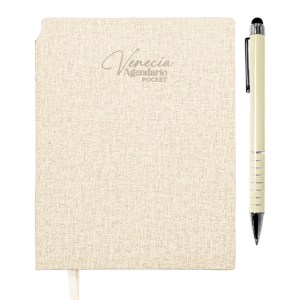 Agendario de Bolsillo con Boligrafo Venecia Pocket A3168 Beige (Libreta: pu // boligrafo: aluminio / A3168.24 / articulos promocionales)