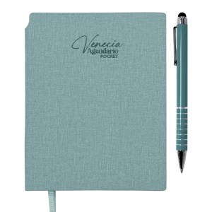 Agendario de Bolsillo con Boligrafo Venecia Pocket A3168 Turquesa (Libreta: pu // boligrafo: aluminio / A3168.41 / articulos promocionales)