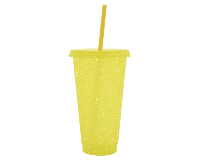 Vaso de Plastico de 750 ml Glitter A3171 Amarillo (Plastico pp / A3171.07 / articulos promocionales)