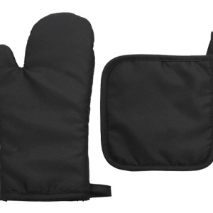 Set de Guante y Agarradera P/cocina Poncho A3184 Negro (Poliester / A3184.02 / articulos promocionales)