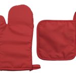 Set de Guante y Agarradera P/cocina Poncho A3184 Rojo (Poliester / A3184.04 / articulos promocionales)
