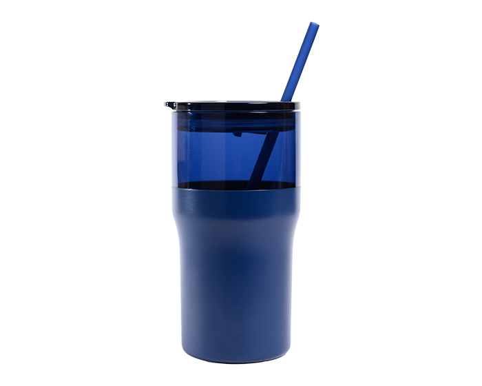 Vaso Termico de Plastico / Acero Inox. 650 ml. Kique A3264 Azul Marino (Plastico as / acero inoxidable / A3264.11 / articulos promocionales)