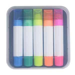Set de 5 Marcadores Solidos con Estuche A3273 Pony Transparente (Plastico pp / cera / A3273.19 / articulos promocionales)