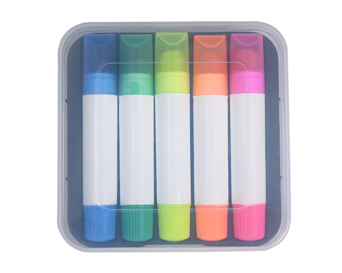 Set de 5 Marcadores Solidos con Estuche A3273 Pony Transparente (Plastico pp / cera / A3273.19 / articulos promocionales)