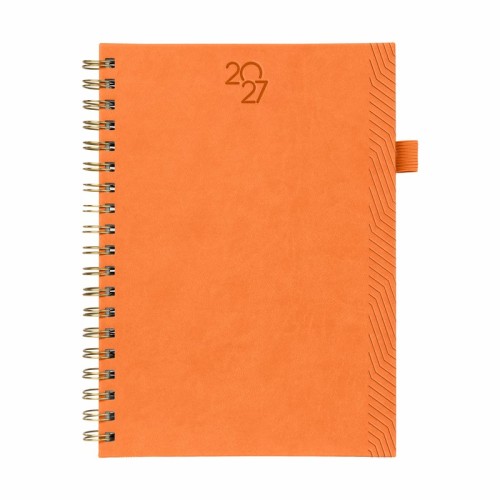 AGTS-027-O_1 Semanal Agenda Semanal Terra 2027 Naranja AGTS 027 O Naranja (AGTS027O – curpiel agenda / metal y plastico boligrafo – articulo promocional)