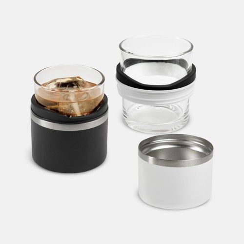 BAR-039-1 Accesorio Bar Vaso Whiskero Basile Negro BAR 039 N Negro (BAR039N – acero inoxidable / vidrio / rubber – articulo promocional)