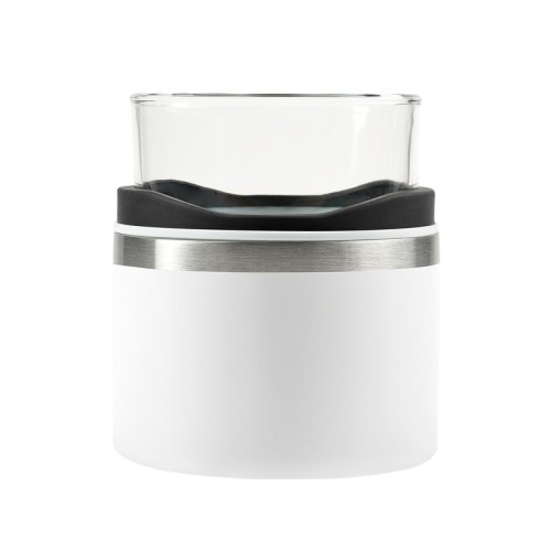 ACCESORIO BAR VASO WHISKERO BASILE BLANCO BAR 039 B BLANCO (BAR039B - ACERO INOXIDABLE / VIDRIO / RUBBER - ARTICULO PROMOCIONAL)