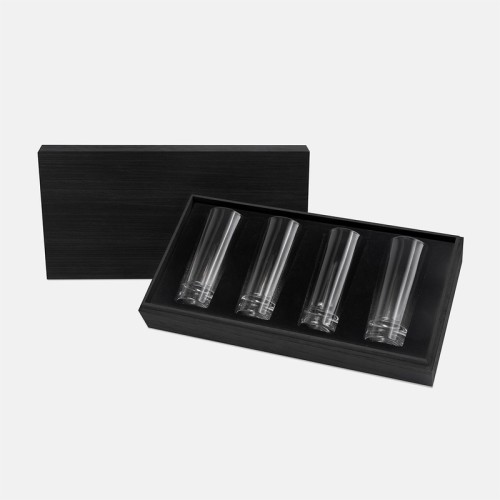 BAR-045 Set Set de Vasos Zaric BAR 045 N Negro (BAR045N – vidrio / madera – articulo promocional)