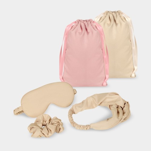 DAM-064-1 Set Belleza Set de Descanso Marie Rosa DAM 064 P Rosa (DAM064P – poliester / fibra de bambu / elastico – articulo promocional)