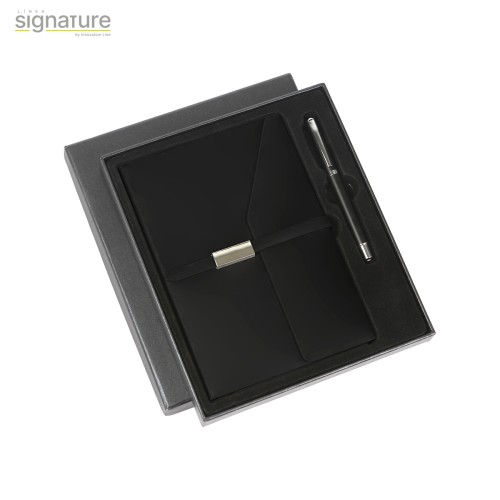 EX-079_01 Articulo Ejecutivo Set de Libreta Cattel. EX-079N Negro (EX079N – articulo promocional)