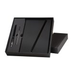 Set Libretas Set de Libreta Jinsei Negro HL 9041 N Negro (HL9041N - curpiel y metal libreta / acero inoxidable boligrafo - articulo promocional)