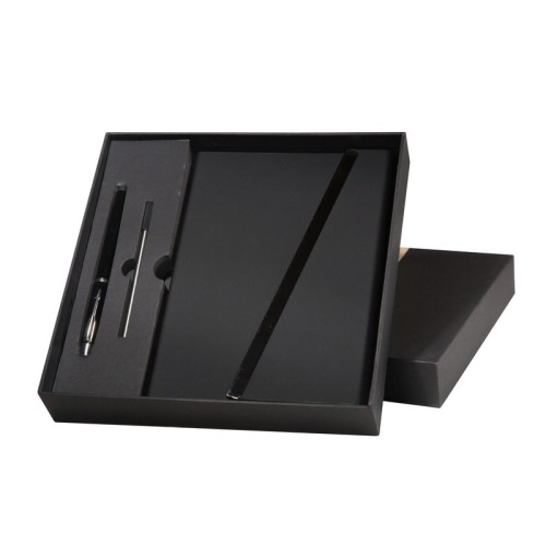 Set Libretas Set de Libreta Jinsei Negro HL 9041 N Negro (HL9041N - curpiel y metal libreta / acero inoxidable boligrafo - articulo promocional)