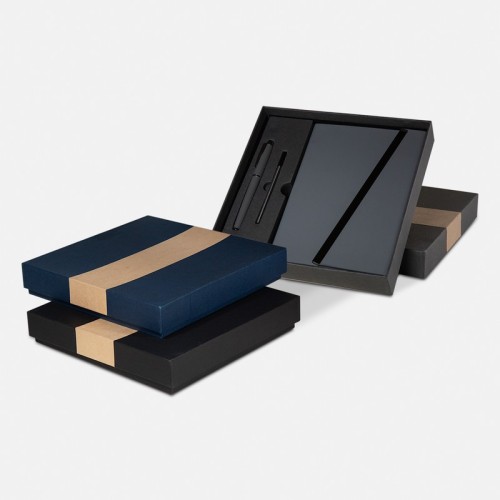 HL-9041 Set Libretas Set de Libreta Jinsei Gris HL 9041 G Gris (HL9041G – curpiel y metal libreta / acero inoxidable boligrafo – articulo promocional)