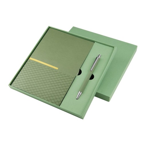 Set Libretas Set de Libreta Zlatna Verde HL 9063 V Verde (HL9063V - carton caja / curpiel y papel libreta / aluminio boligrafo - articulo promocional)