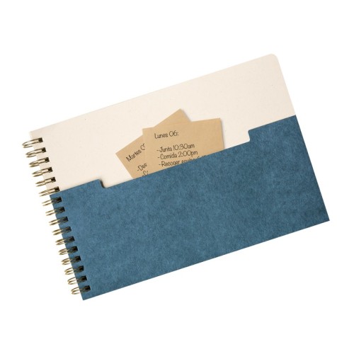 HL-9067-A_2 Libreta Ecologica Libreta Appel Azul HL 9067 A Azul (HL9067A – carton / papel 80 algodon / espiral metalico – articulo promocional)
