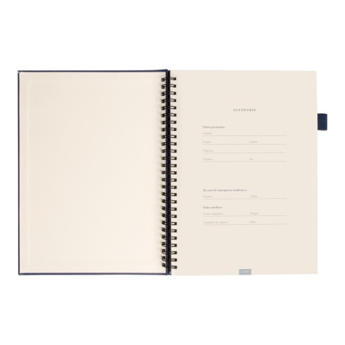 HL-9076-AM_2 Libreta Ejecutiva Libreta Agendario Borges Azul Marino HL 9076 AM Azul Marino (HL9076AM – curpiel / papel – articulo promocional)