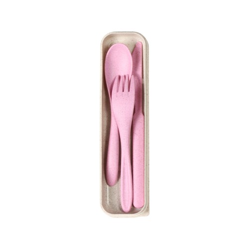 Articulo Escolar Set de Cubiertos Hampi. HM-038RS Rosa Claro (HM038RS - articulo promocional)