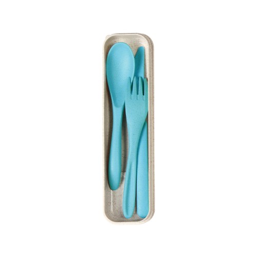 Articulo Escolar Set de Cubiertos Hampi. HM-038V Verde Aqua (HM038V - articulo promocional)