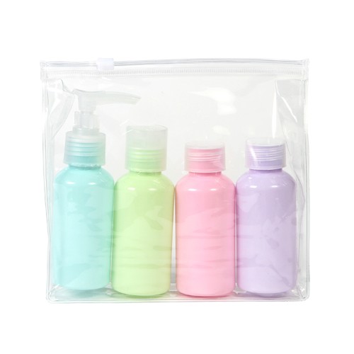 HM-042_01 Articulo Viaje Set de 4 Botellas Madurai. HM-042 Blanco (HM042 – articulo promocional)