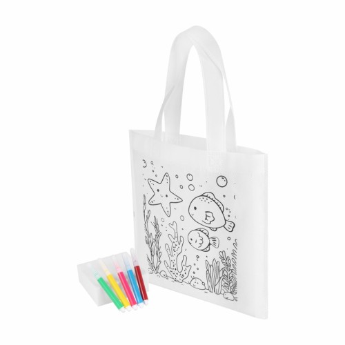 Escolares Bolsa para Colorear Nori INF 632 B Blanco (INF632B - non woven - articulo promocional)