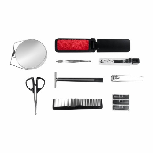 KIT-055-N_4 Accesorios para Viaje Kit de Viaje Barrett Negro KIT 055 N Negro (KIT055N – curpiel estuche / metal y plastico accesorios – articulo promocional)